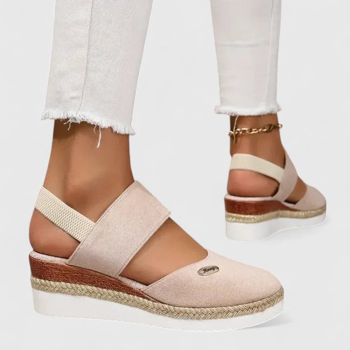 Women's Orthopedic Elastic-Strap Espadrille Wedge Sandals