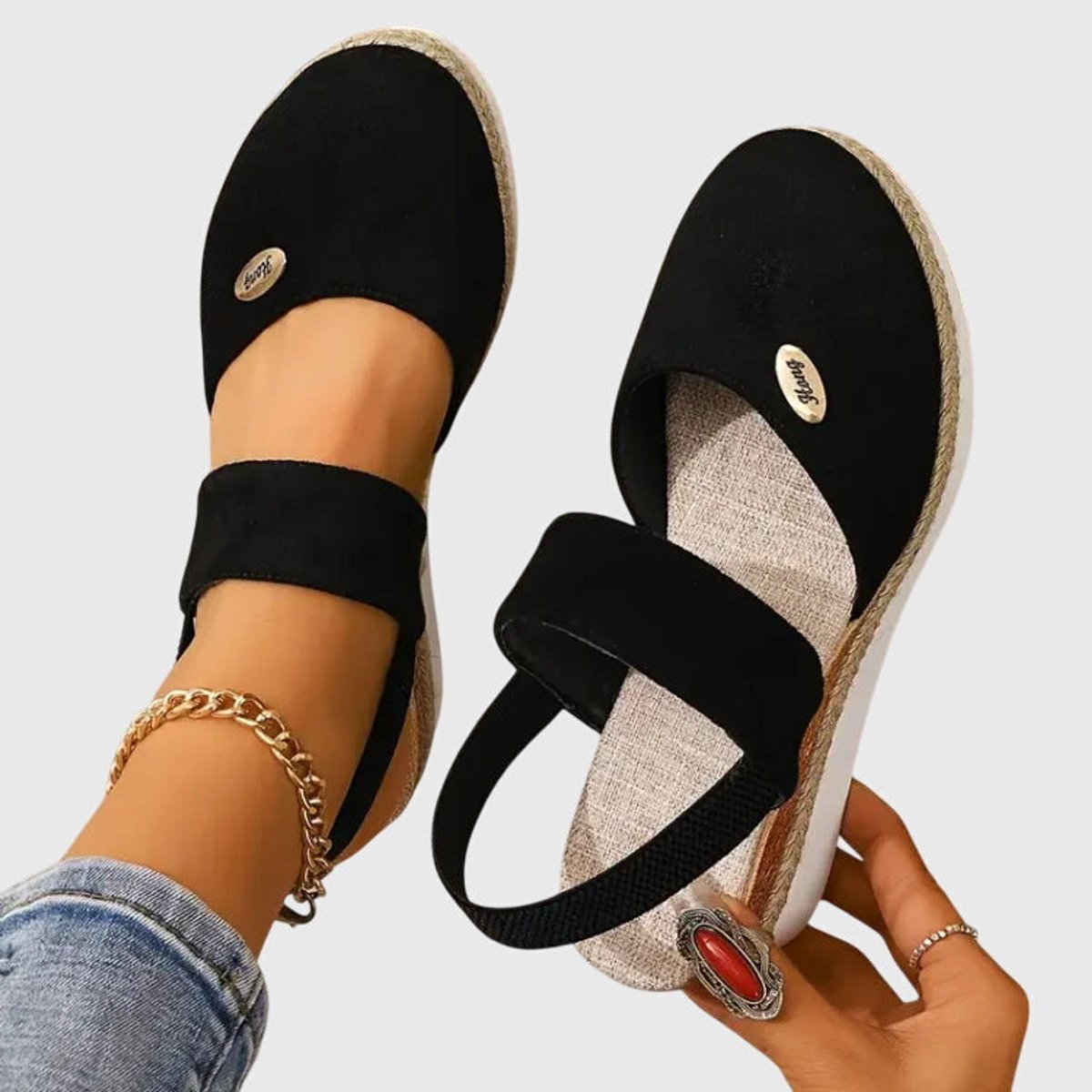 Women's Orthopedic Espadrille Wedge Slingback Sandals