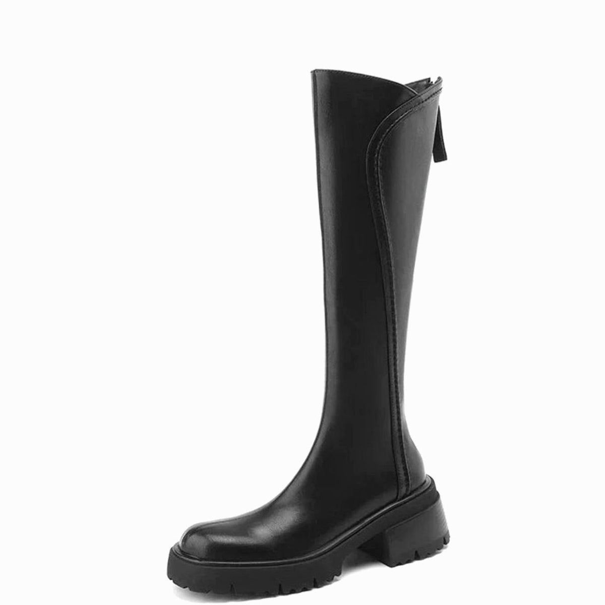 Women's Knee High Boots in Leather | Back Zip Closure, Lug Sole and Tall Streamlined Shaft | 2 Colors