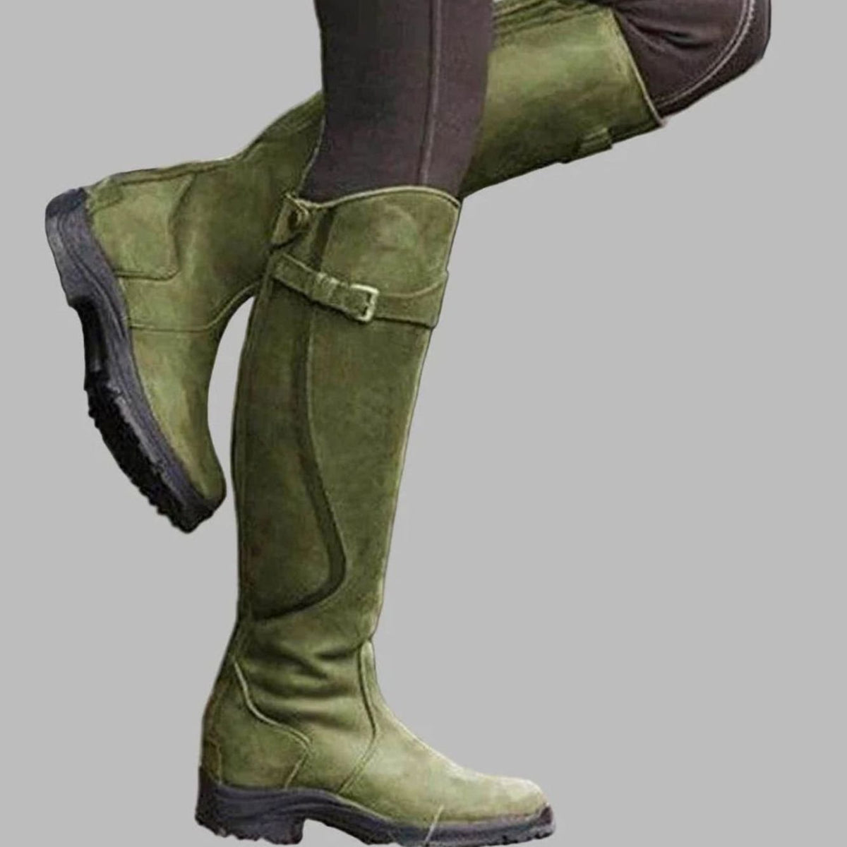 Women's Orthopedic Knee-High Buckle Leather Boots