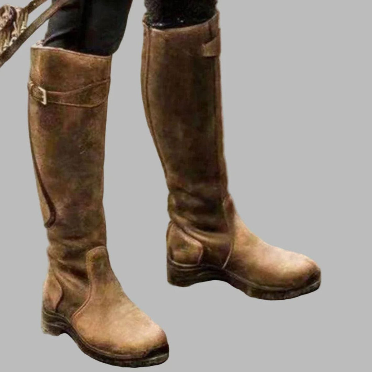 Women's Orthopedic Knee-High Buckle Leather Boots