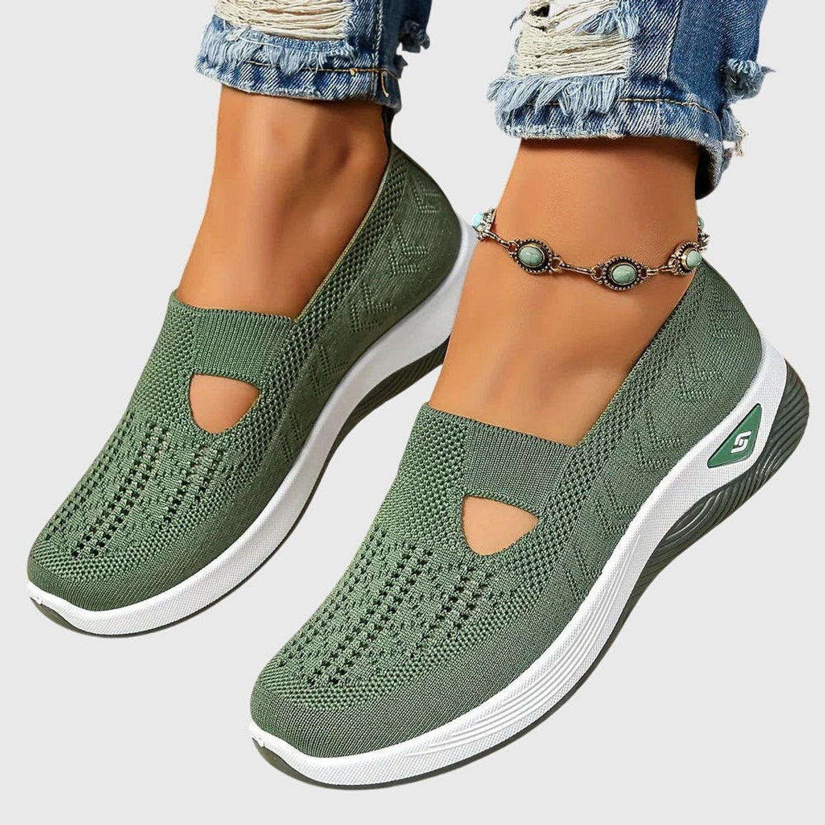 Women's Orthopedic Knit Slip-On Sneakers Breathable Walking Shoes