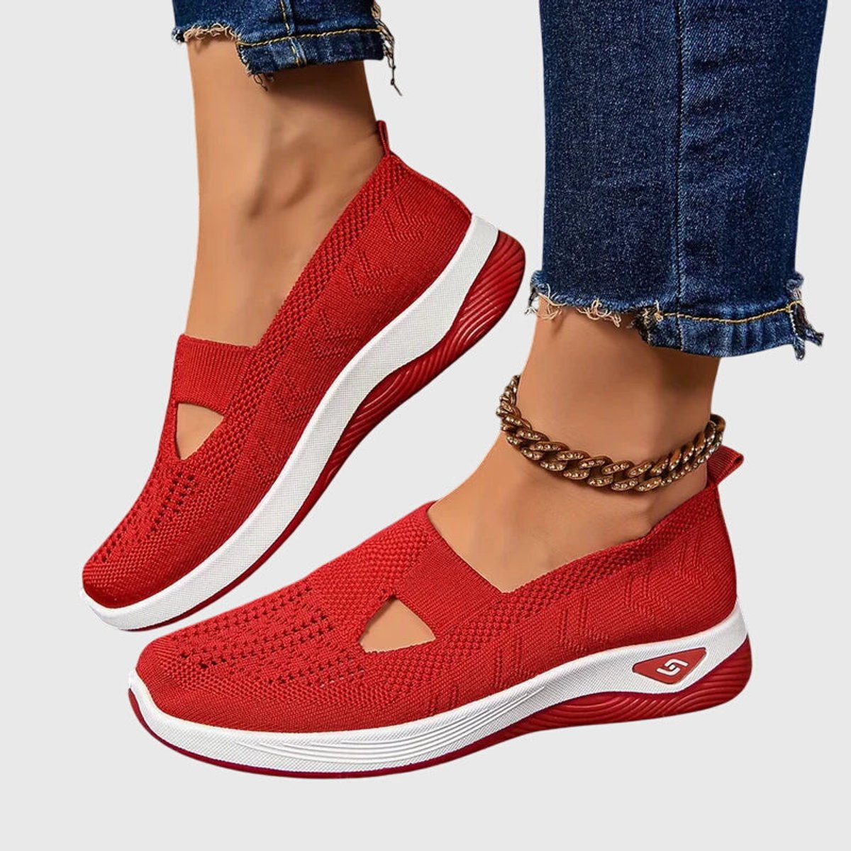Women's Orthopedic Knit Slip-On Sneakers Breathable Walking Shoes
