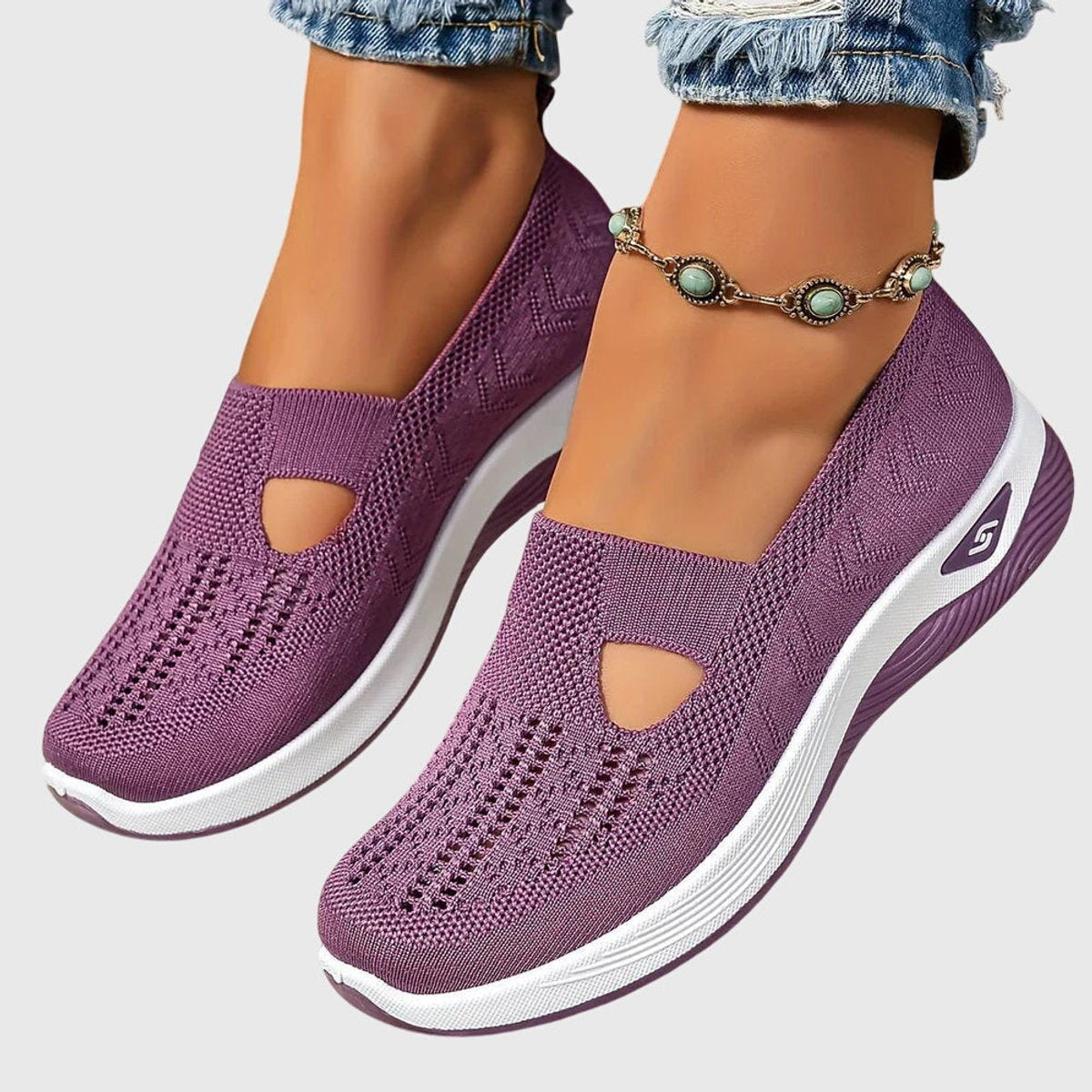 Women's Orthopedic Knit Slip-On Sneakers Breathable Walking Shoes