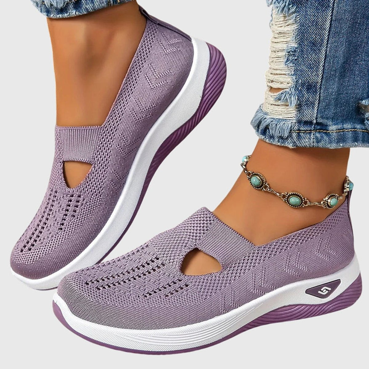 Women's Orthopedic Knit Slip-On Sneakers Breathable Walking Shoes