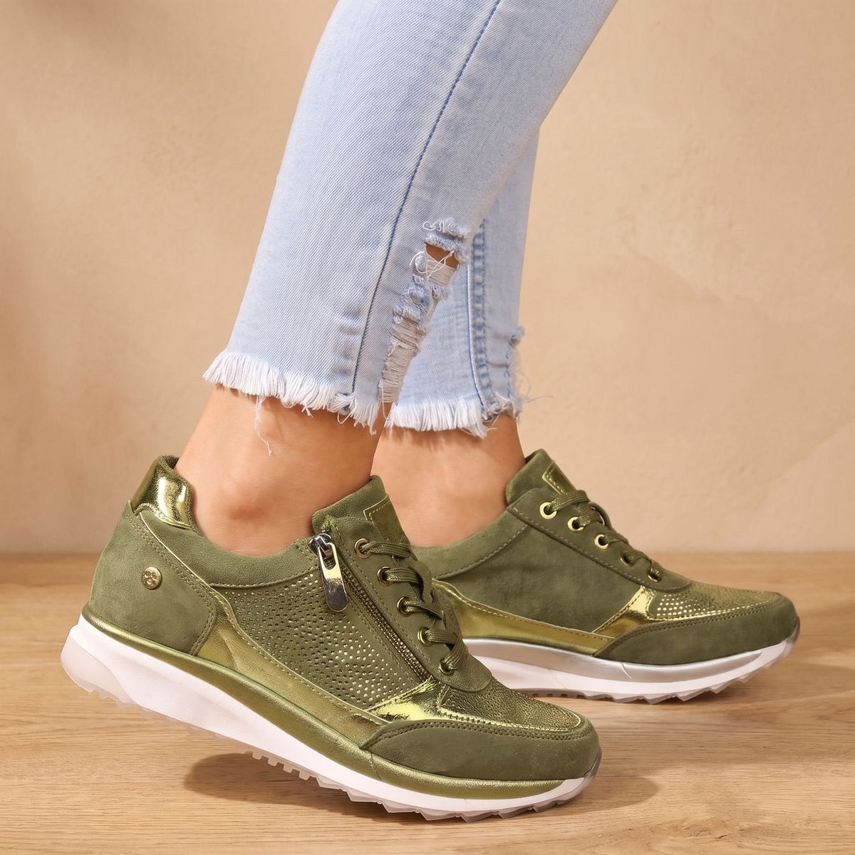 Aria | Women's Orthopedic Lace-Up Side-Zip Breathable Mesh Sneakers