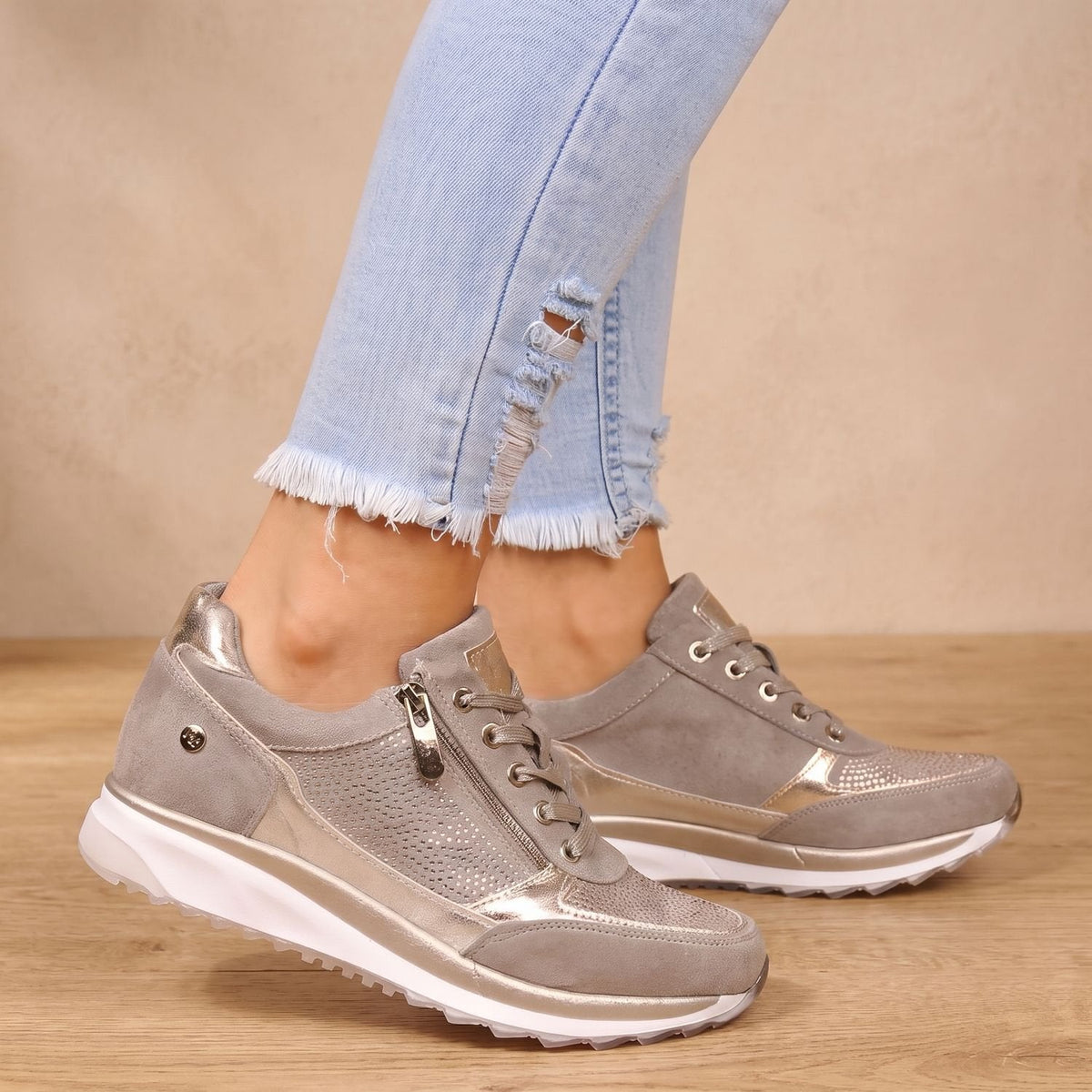 Aria | Women's Orthopedic Lace-Up Side-Zip Breathable Mesh Sneakers
