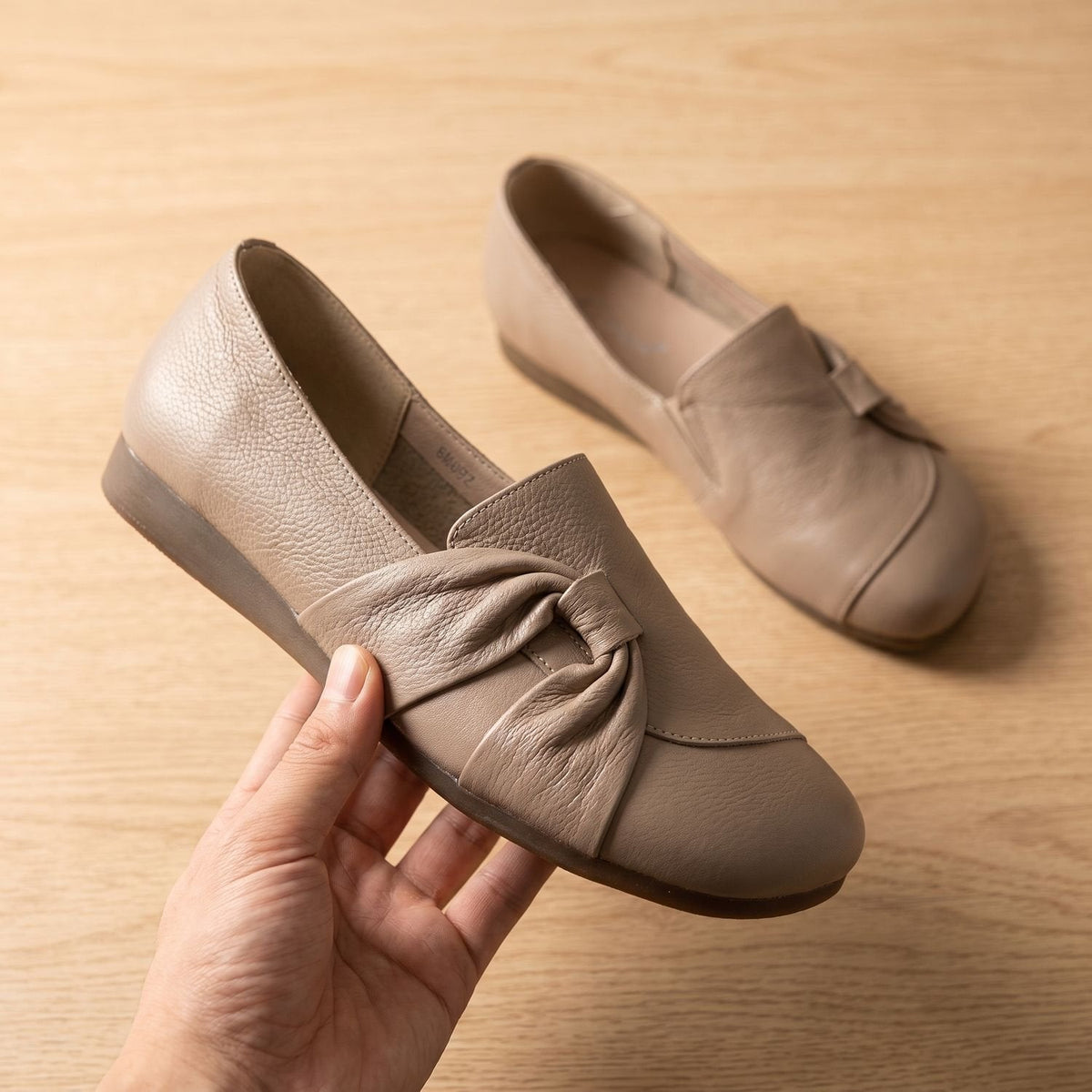 Madison | Women's Orthopedic Leather Bow-Detail Slip-On Flats