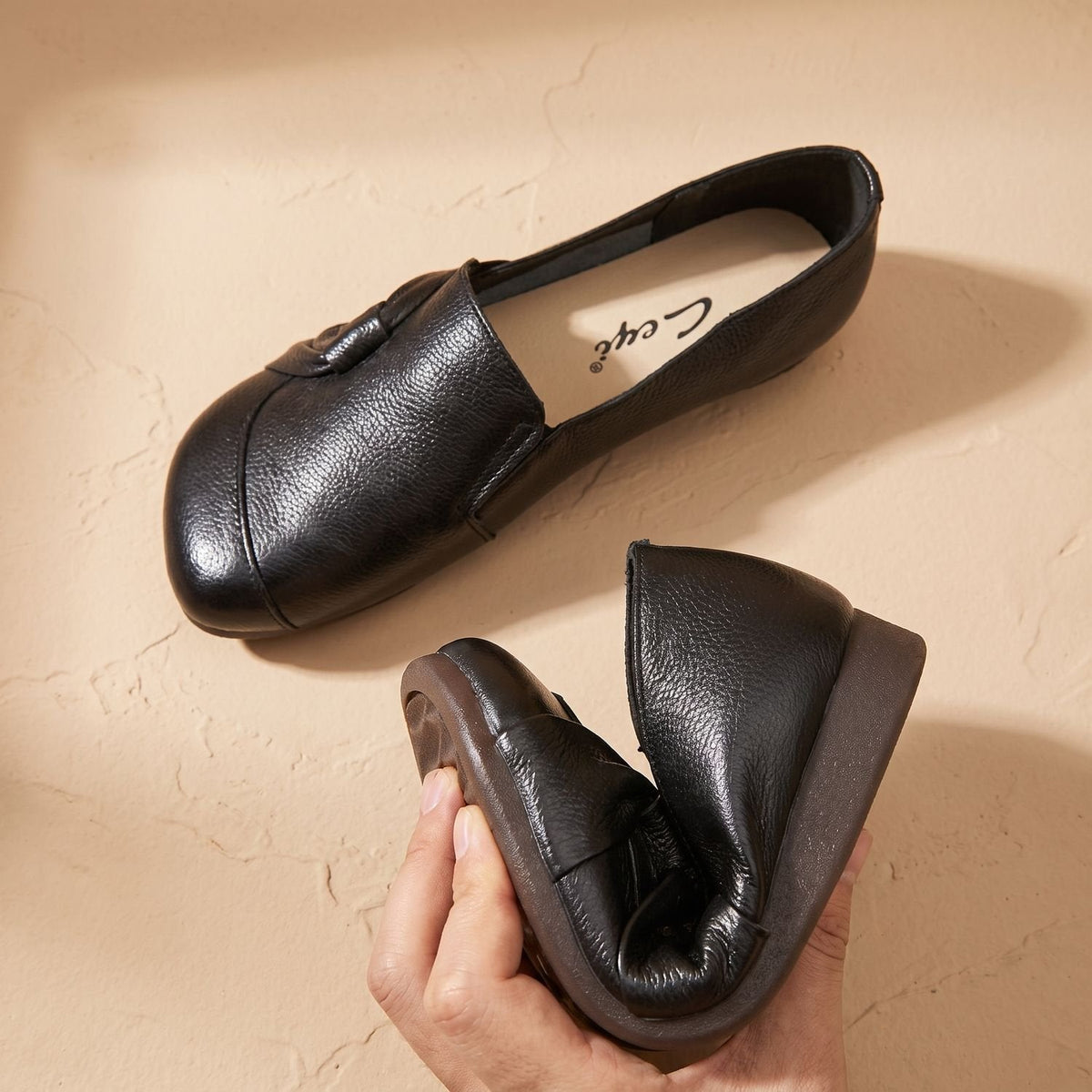 Madison | Women's Orthopedic Leather Bow-Detail Slip-On Flats
