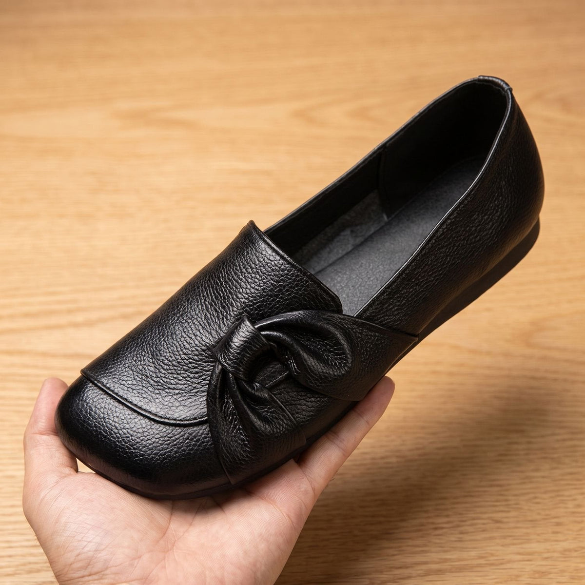 Madison | Women's Orthopedic Leather Bow-Detail Slip-On Flats