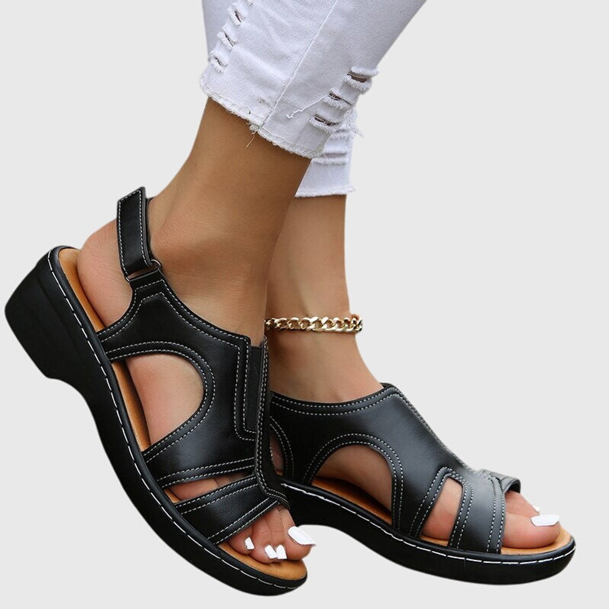 Women's Orthopedic Open-Toe Wedge Slip-On Sandals