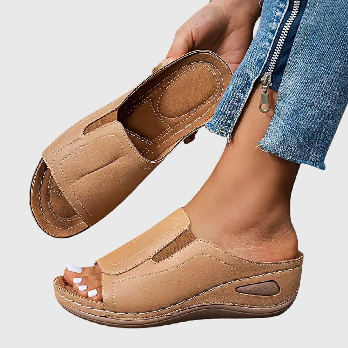 Women's Orthopedic Slip-On Wedge Sandals Open-Toe Slides