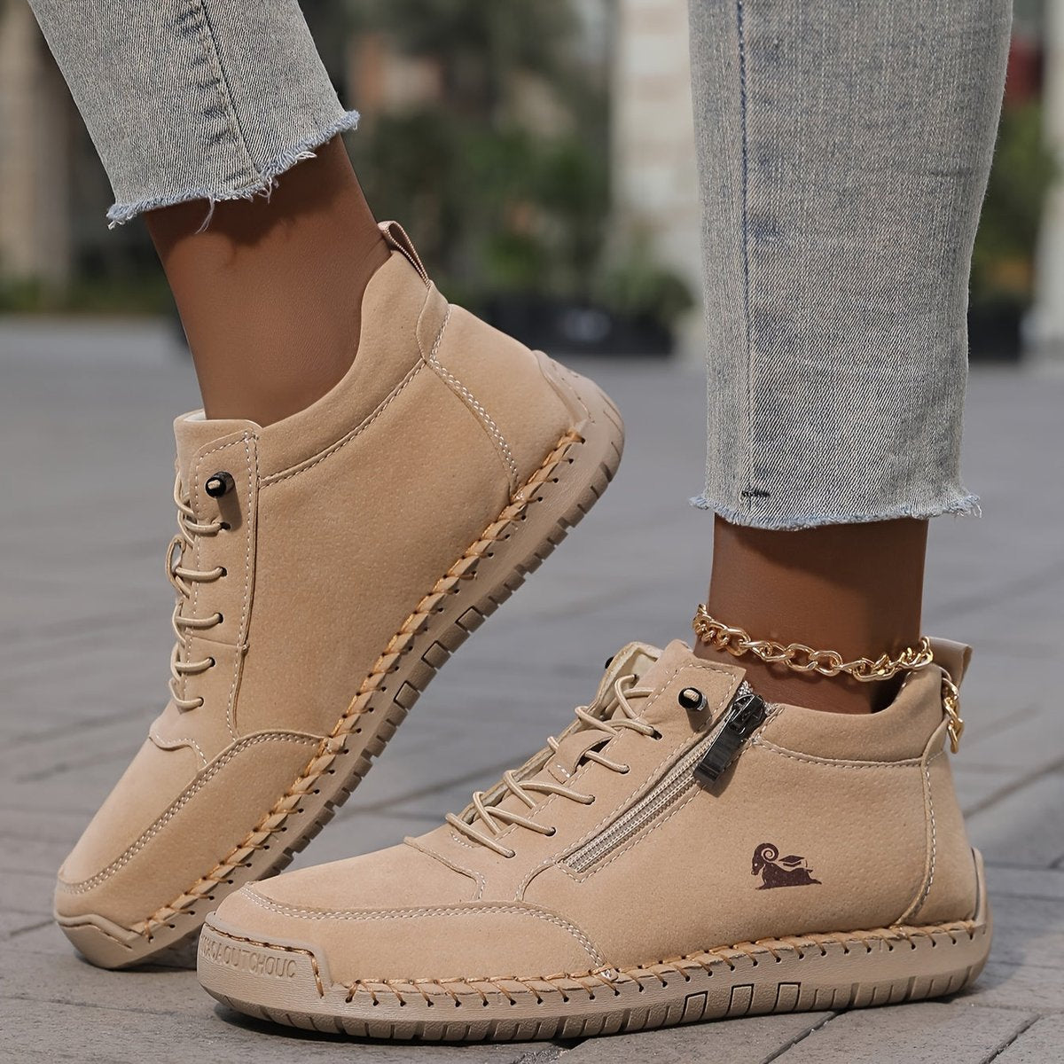 Women's Orthopedic Wide Toe-Box Lace-Up Suede Ankle Boots