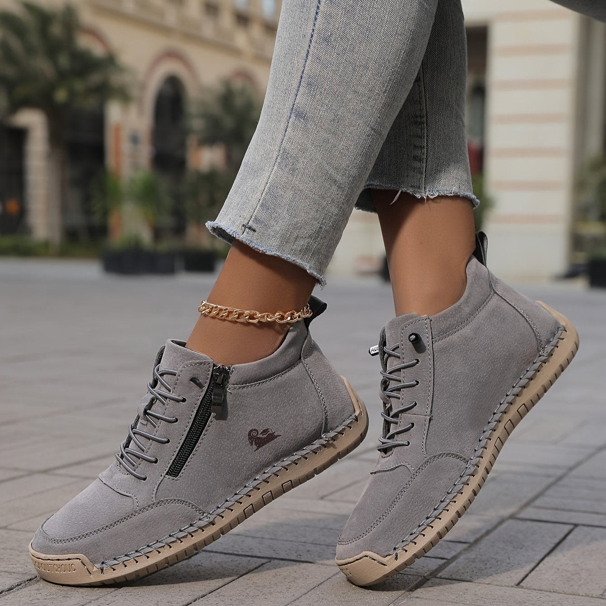 Women's Orthopedic Wide Toe-Box Lace-Up Suede Ankle Boots