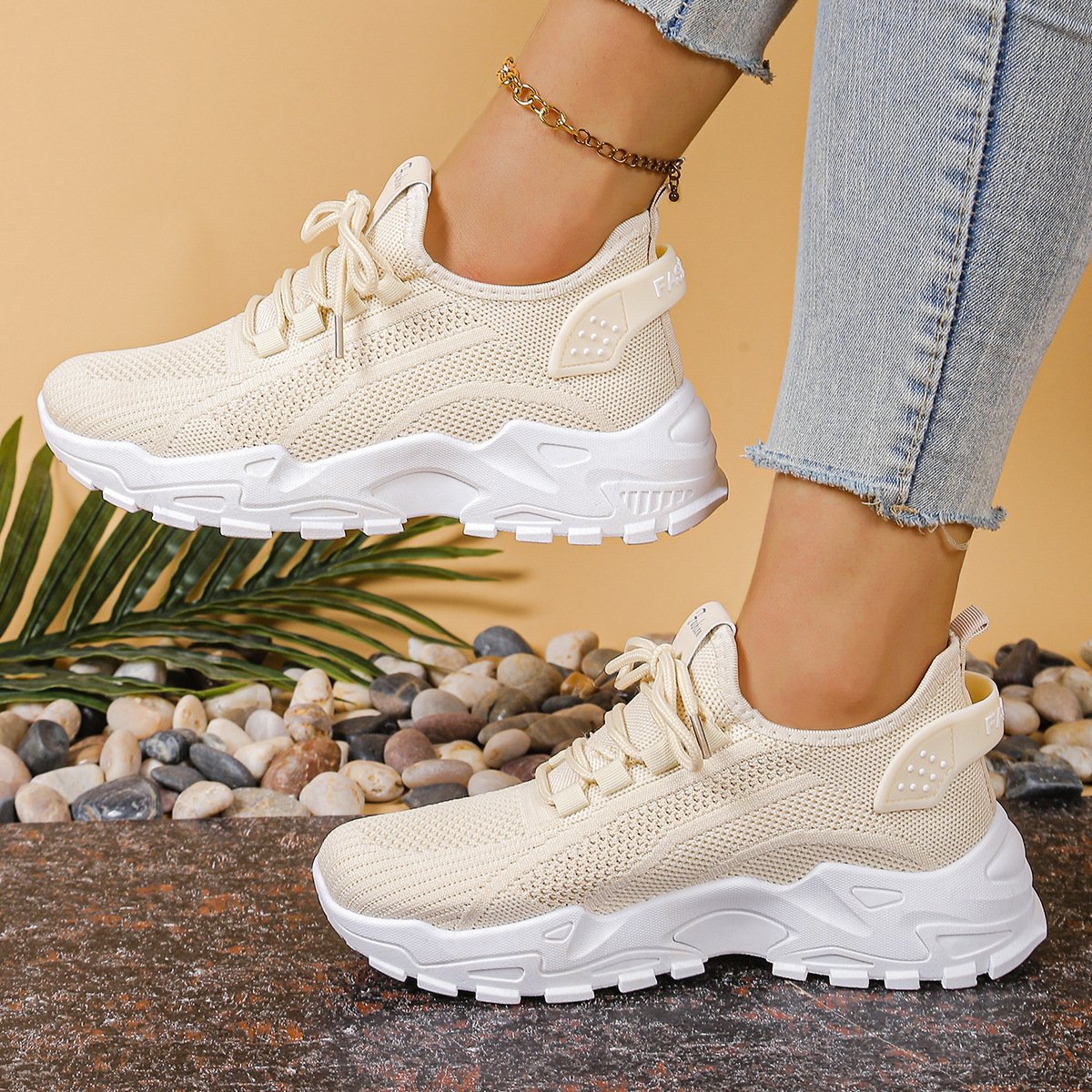 Women's Orthopedic Wide-Toe-Box Mesh Lace-Up Chunky Sneakers
