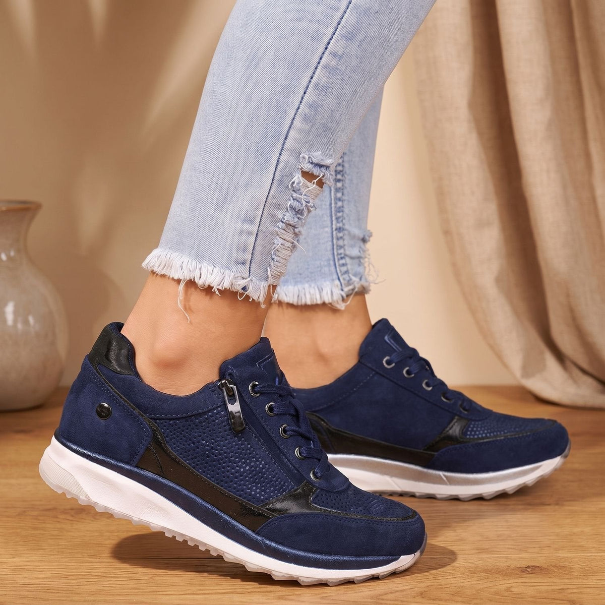 Madison | Women's Orthopedic Zip-Up Lace-Up Comfort Sneakers