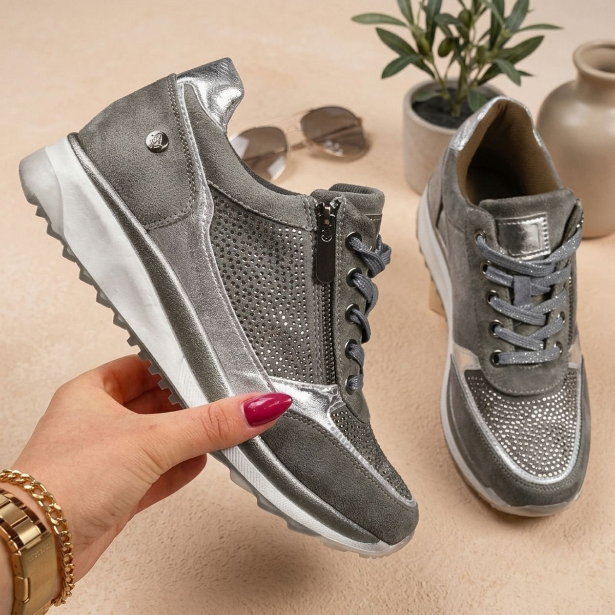 Madison | Women's Orthopedic Zip-Up Lace-Up Comfort Sneakers