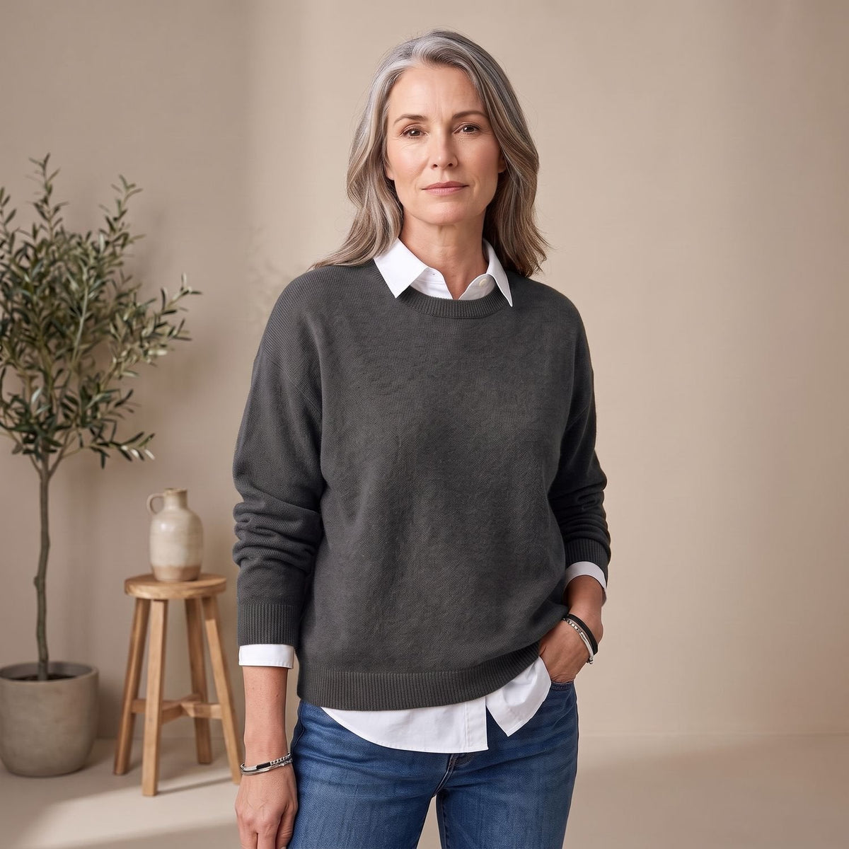 Scarlett | Women's Oversized Crew-Neck Knit Pullover Sweater
