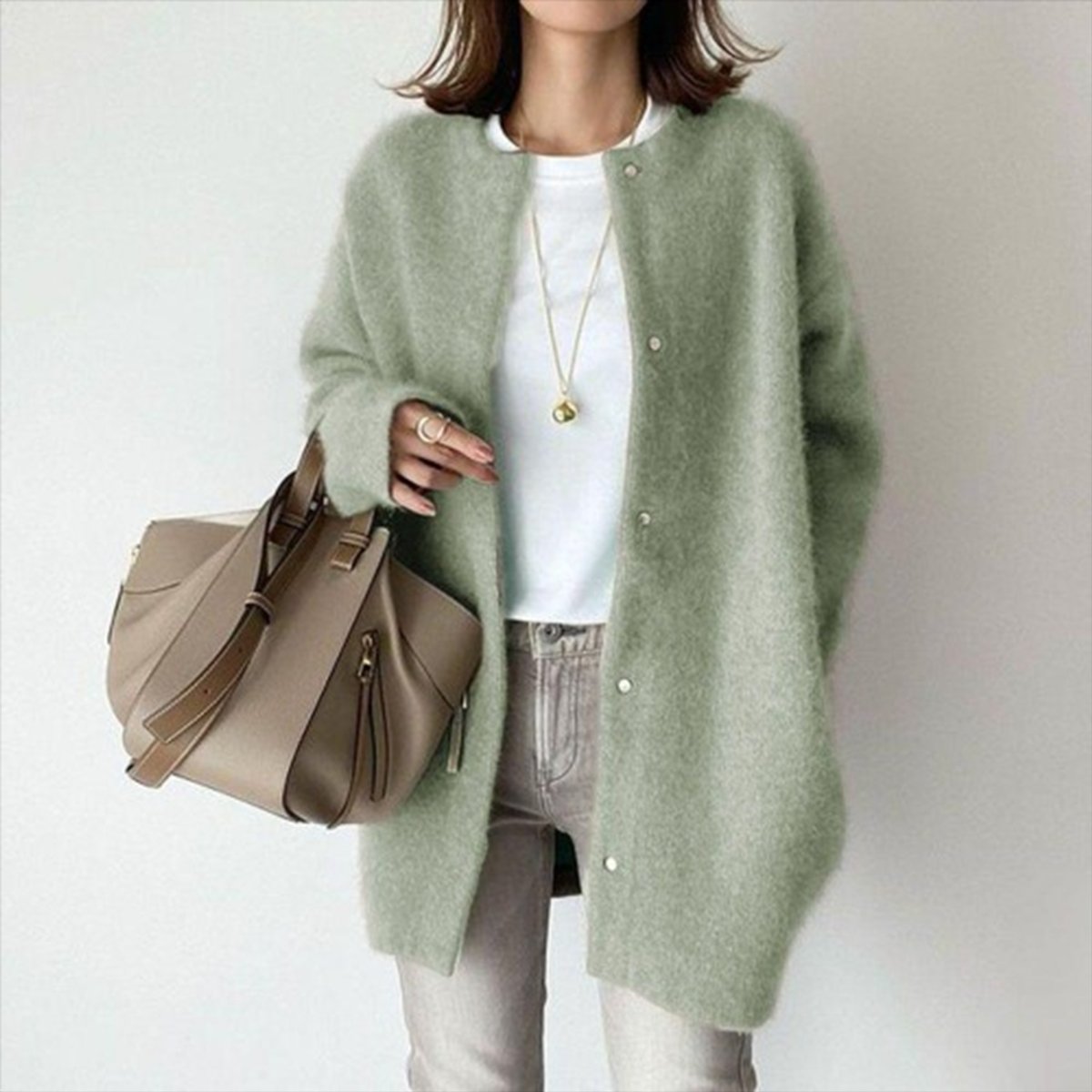 Women's Oversized Fluffy Knit Button-Front Cardigan Sweater