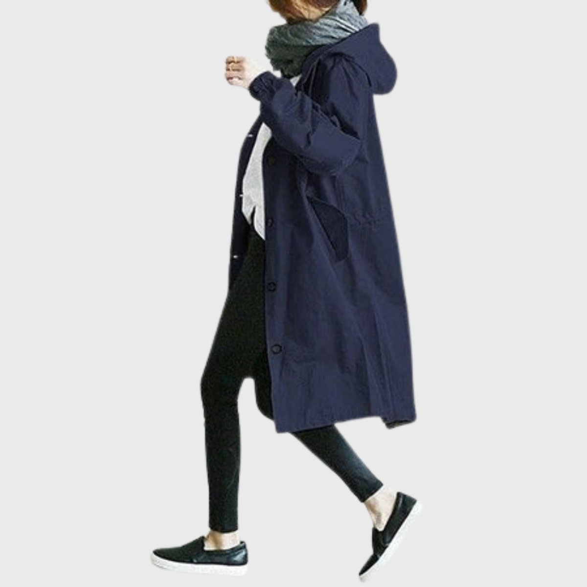 Women's Oversized Hooded Water-Repellent Midi Trench Coat