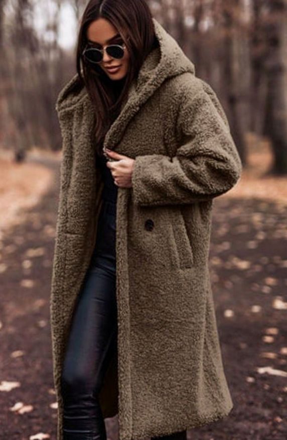 Women's Oversized Longline Hooded Faux Fur Winter Coat