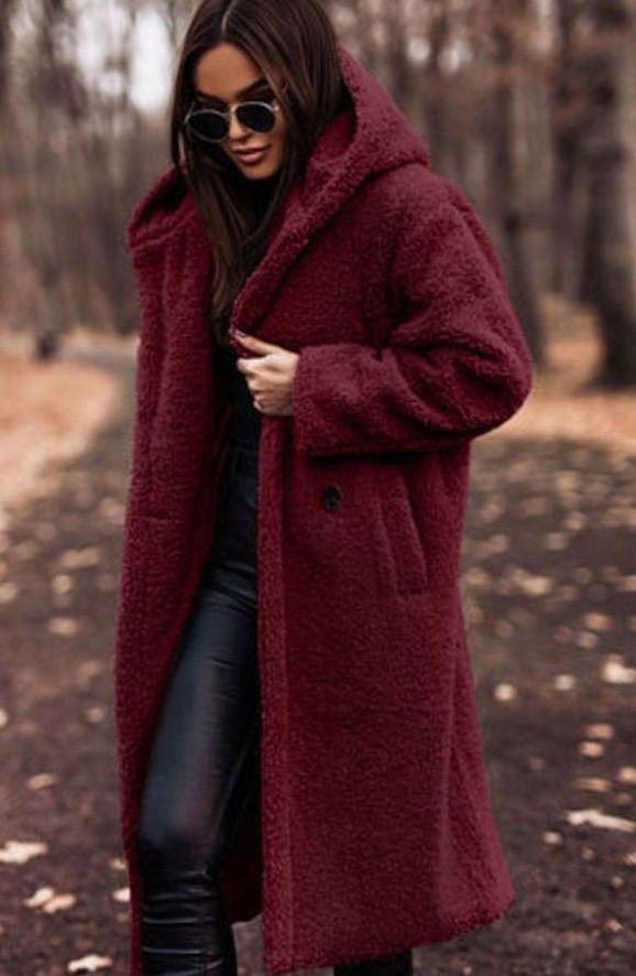 Women's Oversized Longline Hooded Faux Fur Winter Coat