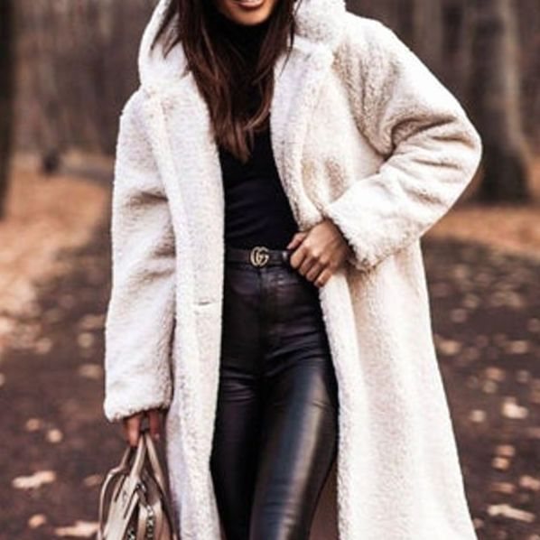 Women's Oversized Longline Hooded Faux Fur Winter Coat