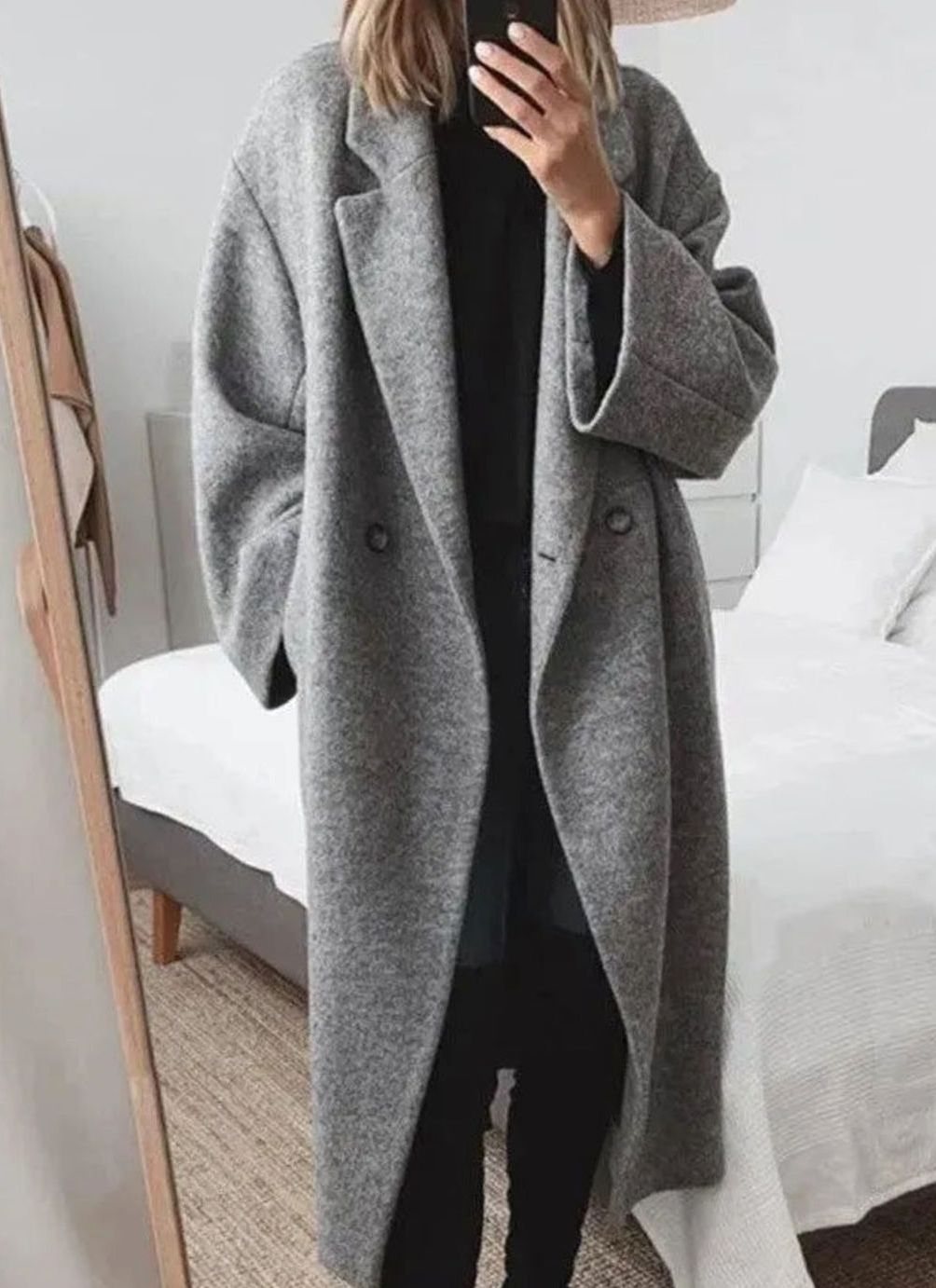 Women's Oversized Relaxed-Fit Double-Breasted Long Coat