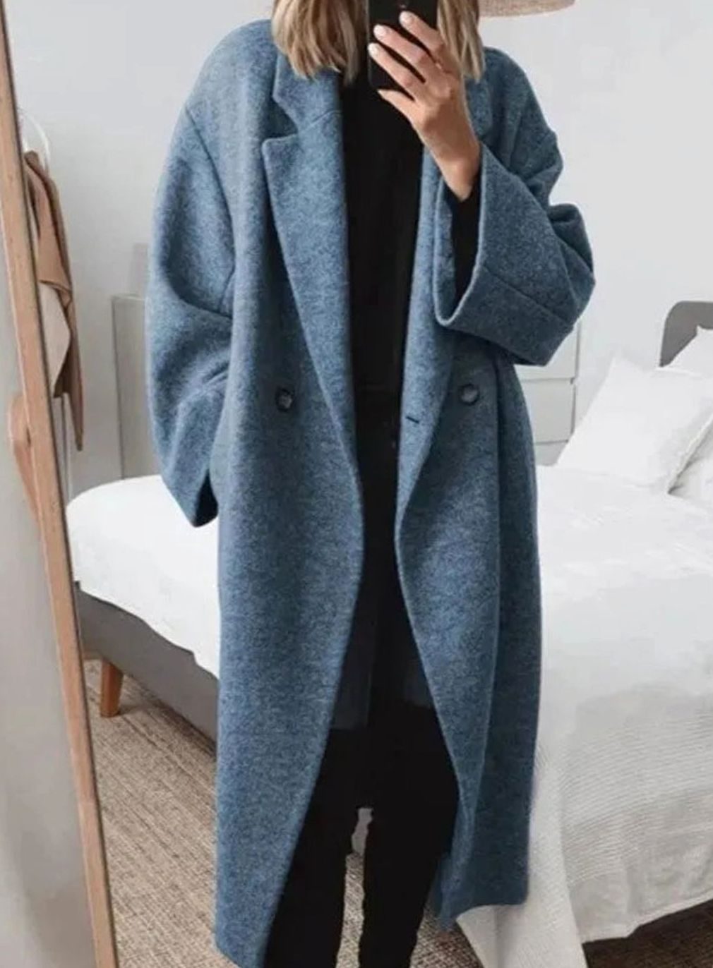Women's Oversized Relaxed-Fit Double-Breasted Long Coat