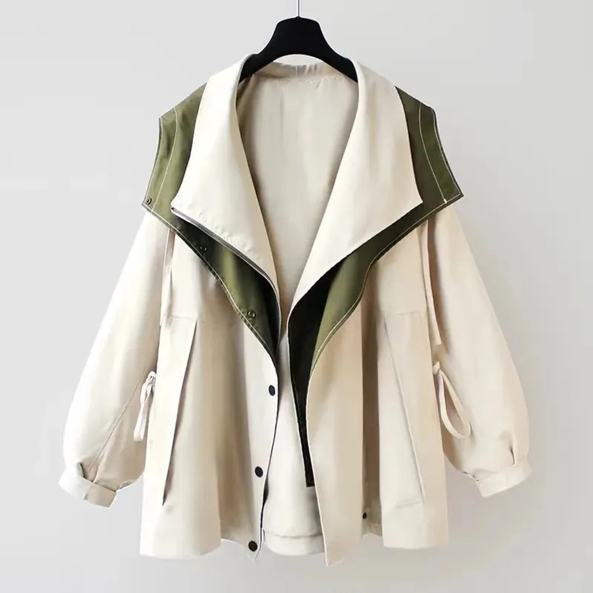 Women's Oversized Waterproof Windproof Dual-Collar Trench Coat