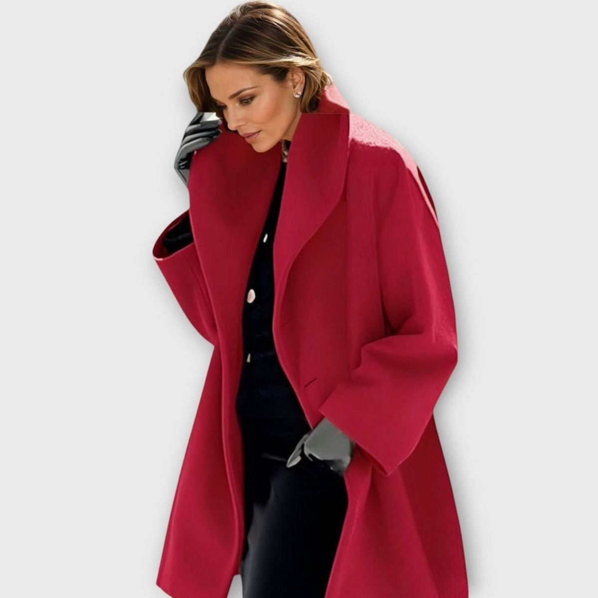 Women's Oversized Wide-Collar Wool-Blend Winter Coat