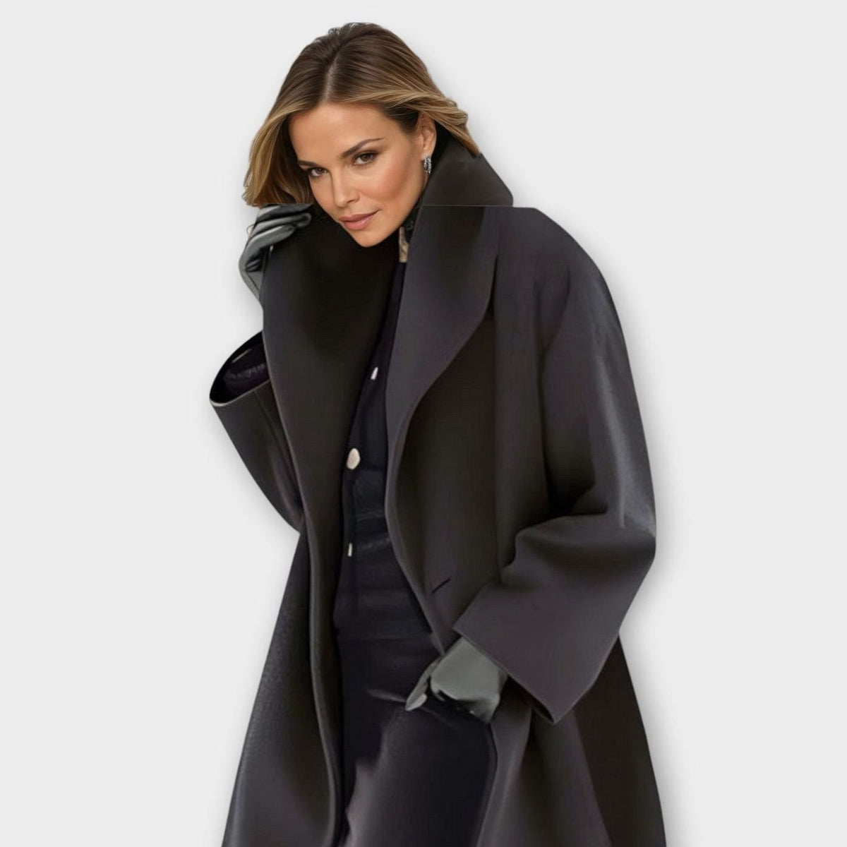 Women's Oversized Wide-Collar Wool-Blend Winter Coat