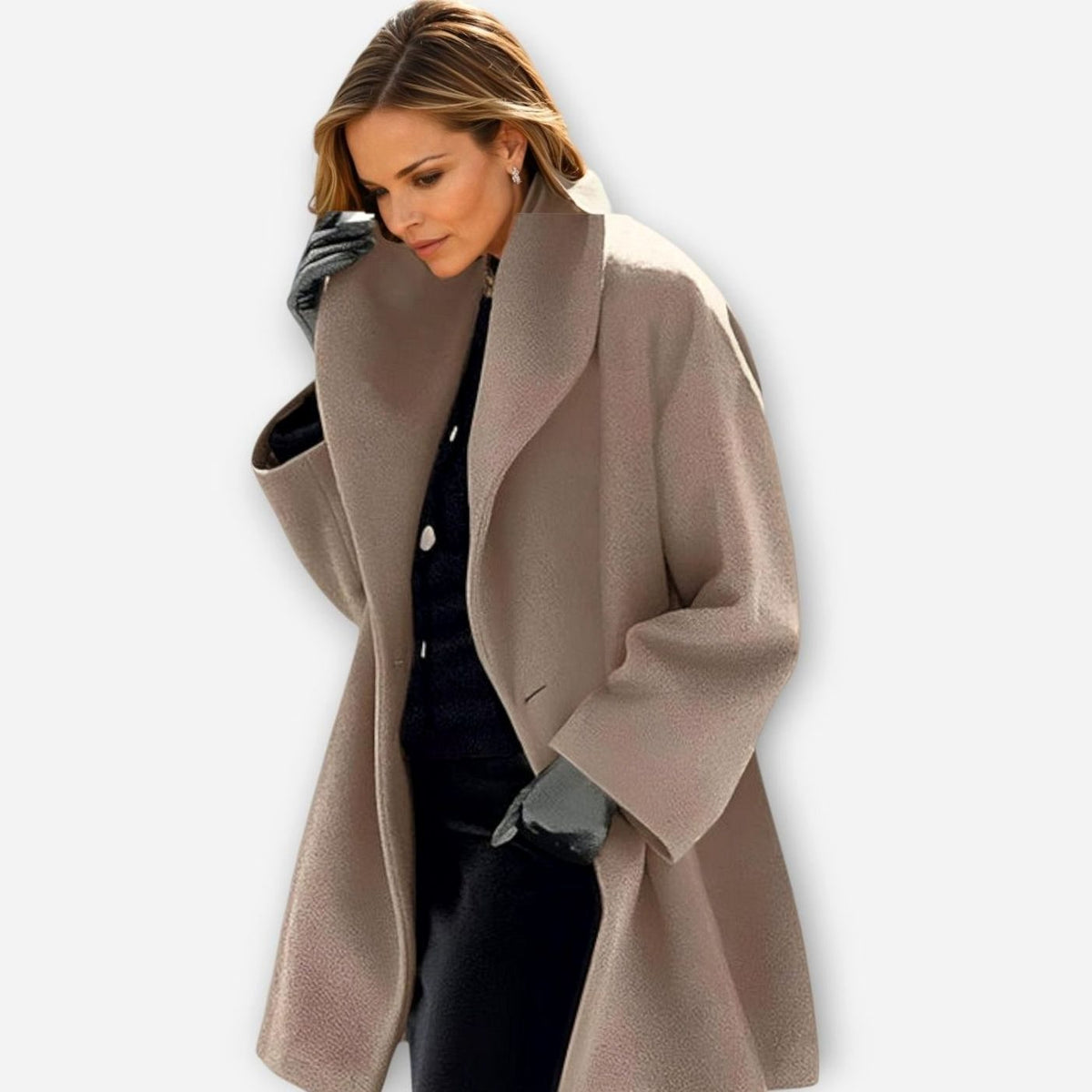 Women's Oversized Wide-Collar Wool-Blend Winter Coat