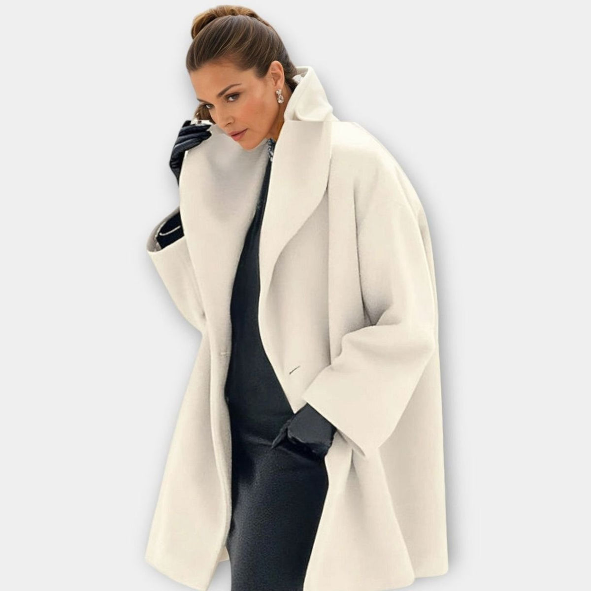 Women's Oversized Wide-Collar Wool-Blend Winter Coat