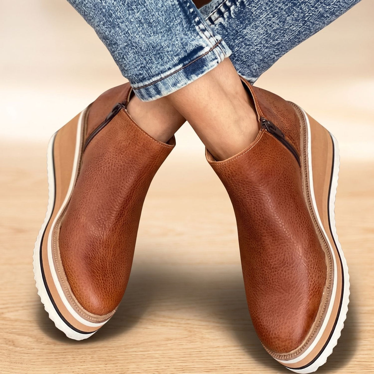 Evelyn | Women's Platform Wedge Side-Zip Ankle Boots