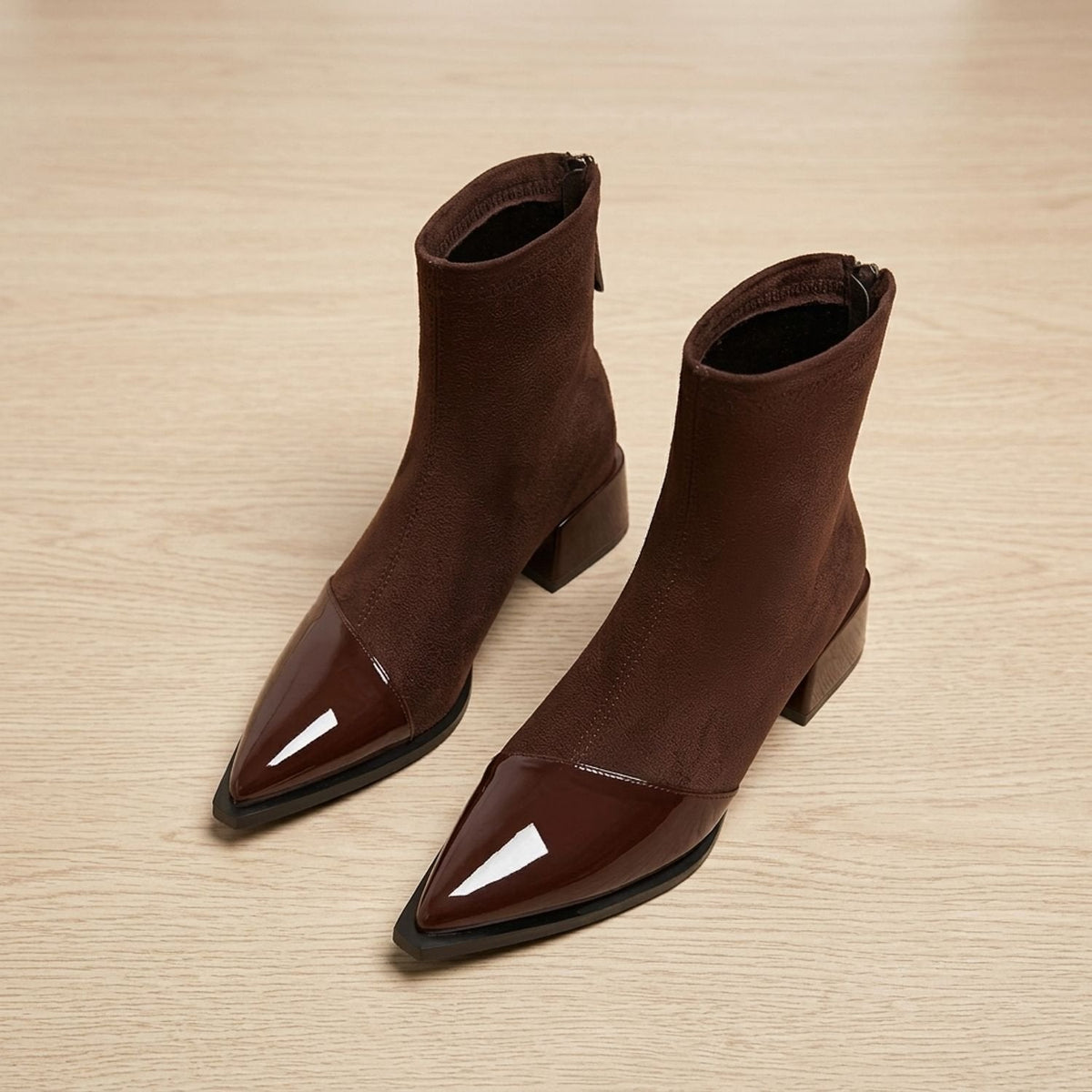 Harper | Women's Pointed-Toe Block-Heel Ankle Boots Side-Zip
