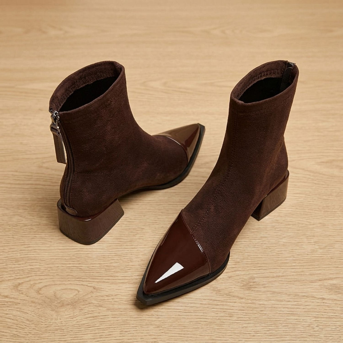 Harper | Women's Pointed-Toe Block-Heel Ankle Boots Side-Zip