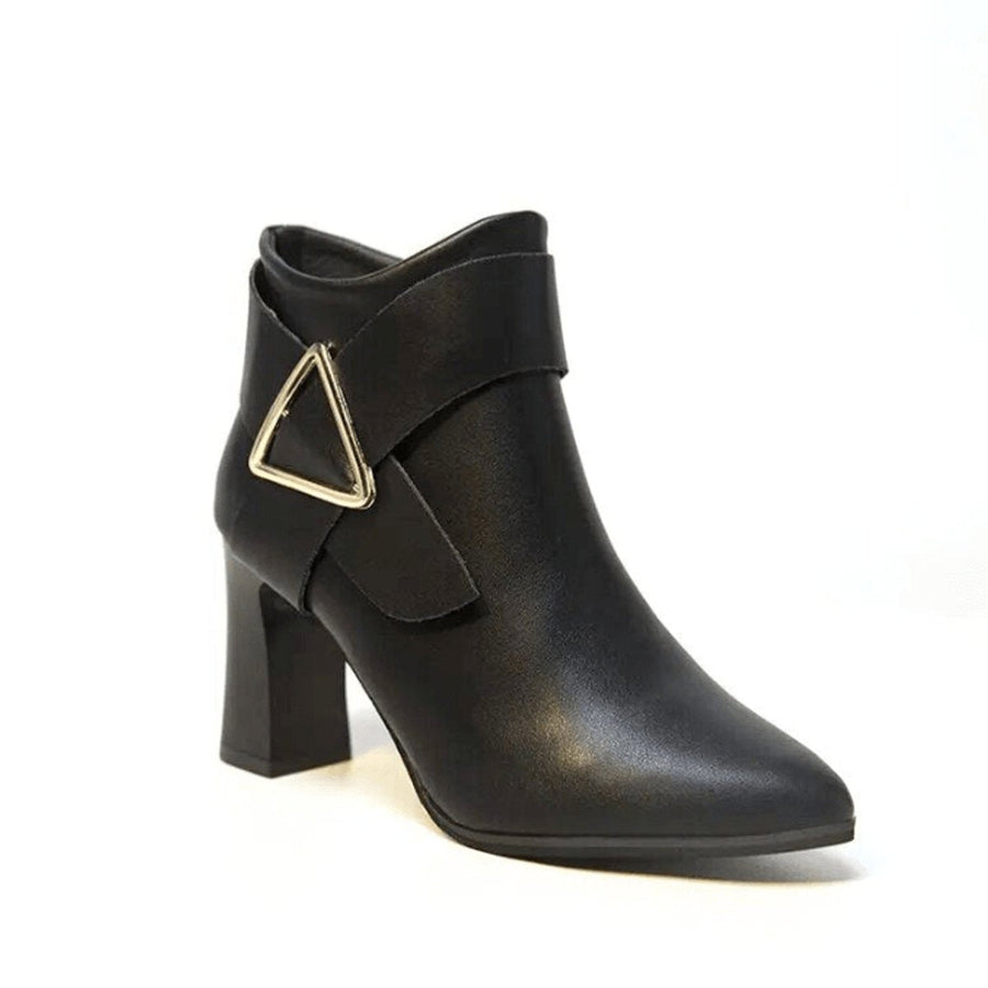 Women's Pointed-Toe Block-Heel Buckle-Strap Ankle Boots