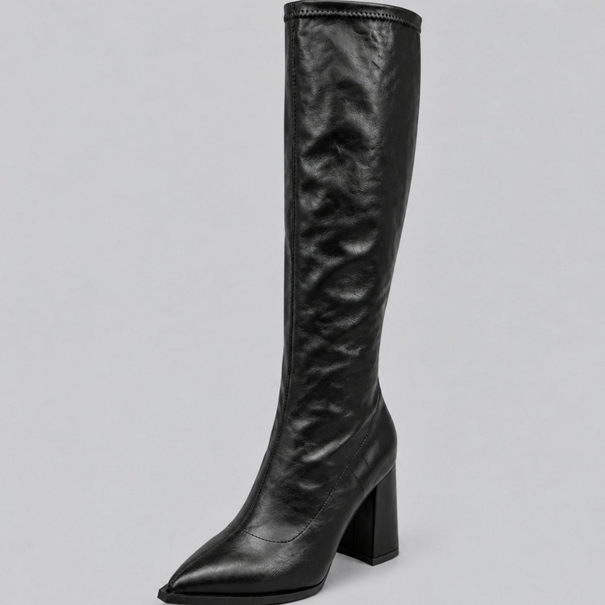 Harper | Women's Pointed-Toe Knee High Boots Chunky Block Heel