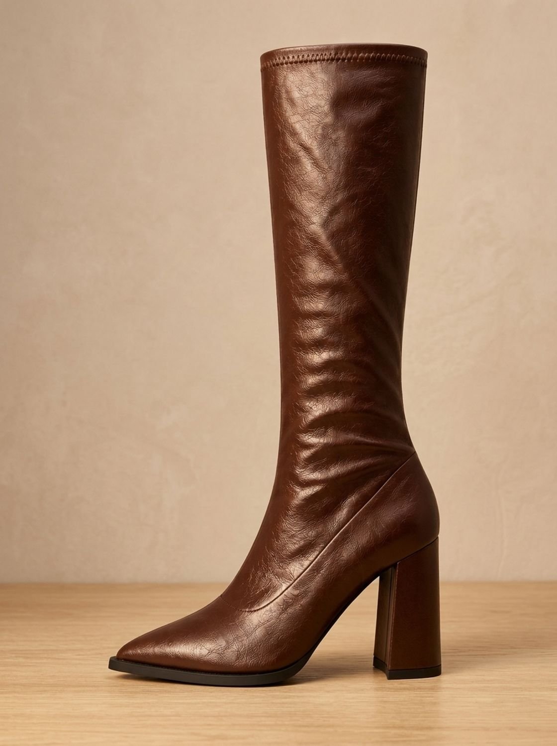 Scarlett | Women's Pointed-Toe Knee High Boots Chunky Block Heel, Black