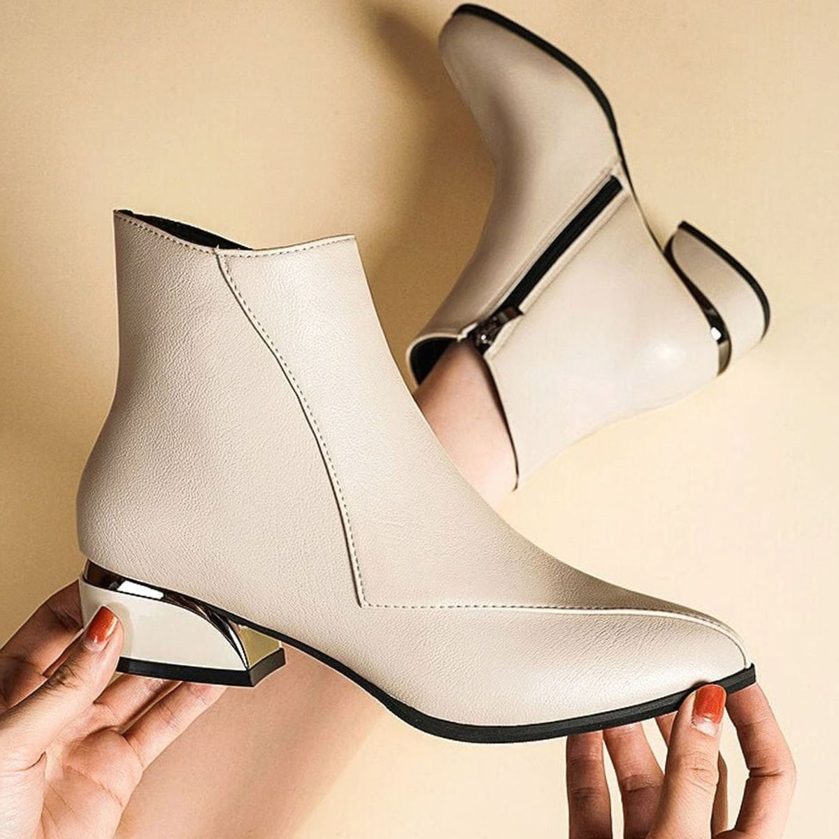 Madison | Women's Pointed-Toe Low Block-Heel Side-Zip Ankle Boots