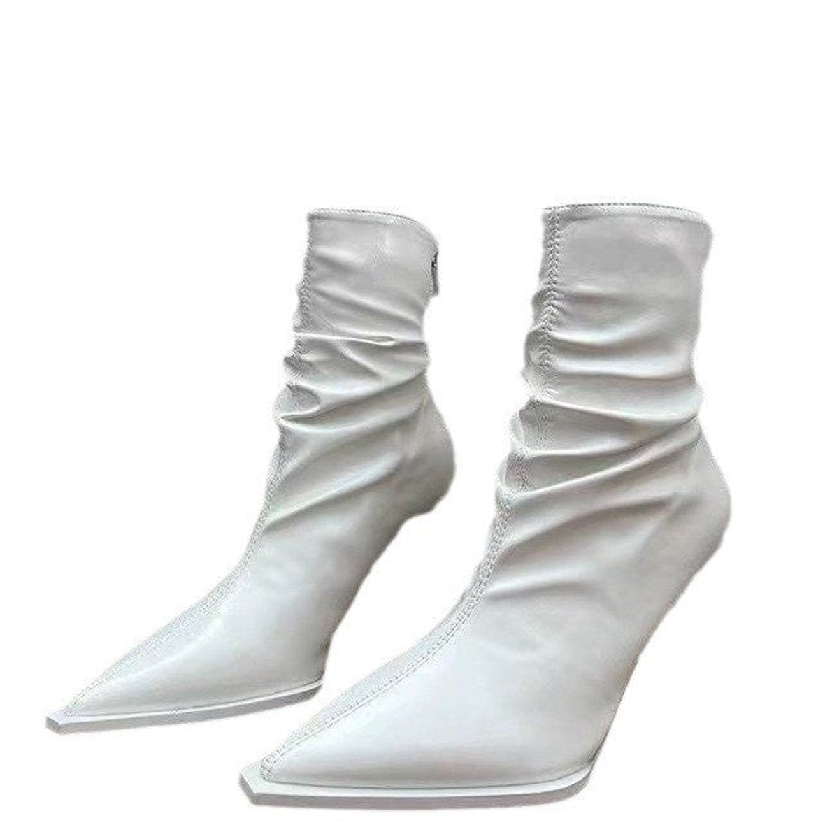Women's Pointed-Toe Stiletto Ruched Slip-On Ankle Boots