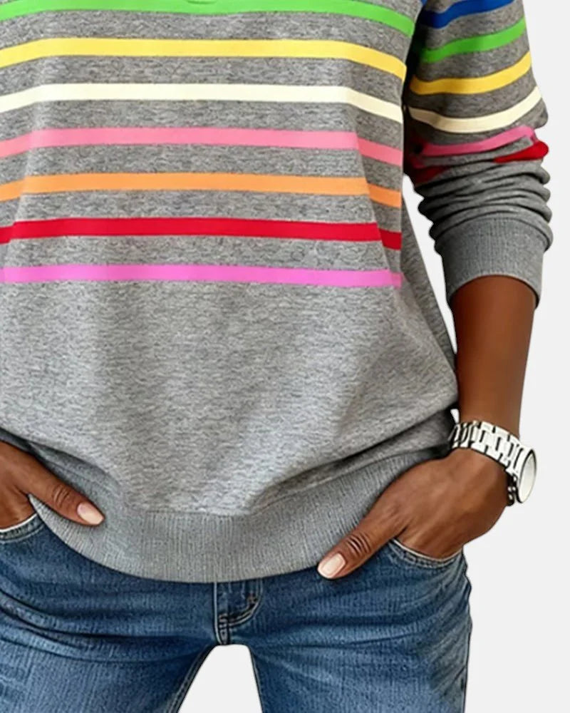 Women's quarter zip sweatshirt striped long sleeve pullover