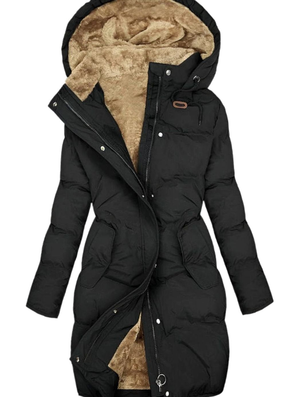 Women's Quilted Fleece-Lined Full-Zip Hooded Coat