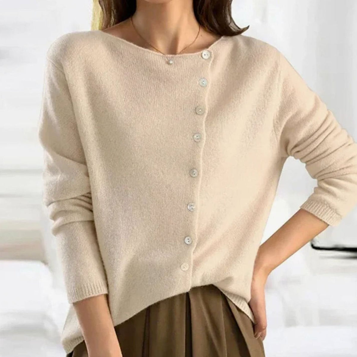 Women's Relaxed Fit Button Front Cardigan Knit Sweater