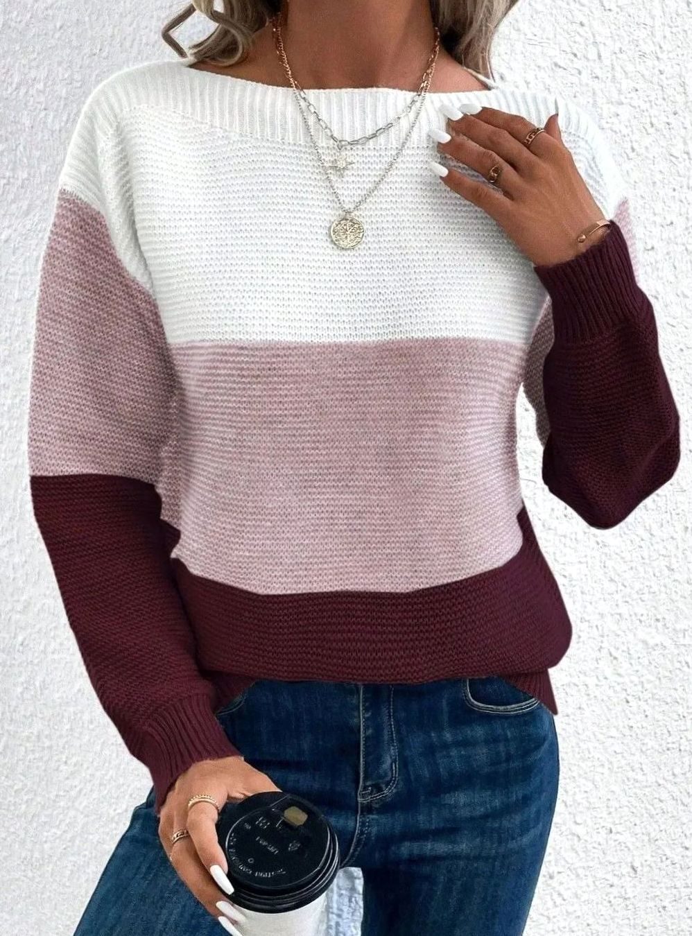 Women's Relaxed-Fit Color-Block Cashmere Turtleneck Sweater