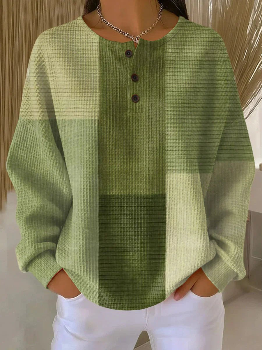 Women's Knit Sweater with Crew Neck and Button Front | Breathable Fabric | Size S-5XL | Natural, Multicolour, Green, Yellow