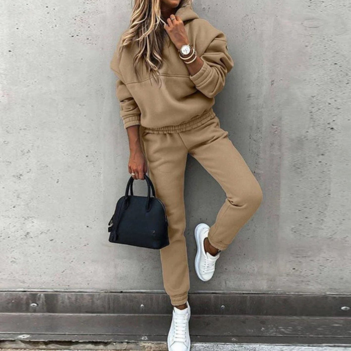 Women's Relaxed Fit Hoodie Jogger Matching Tracksuit Set