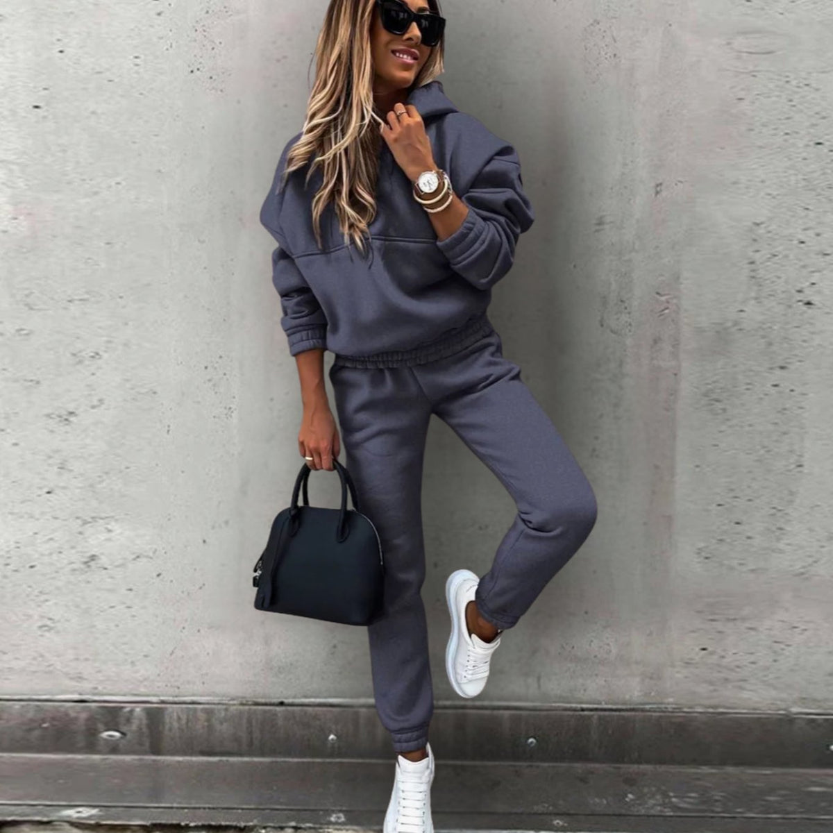 Women's Relaxed Fit Hoodie Jogger Matching Tracksuit Set