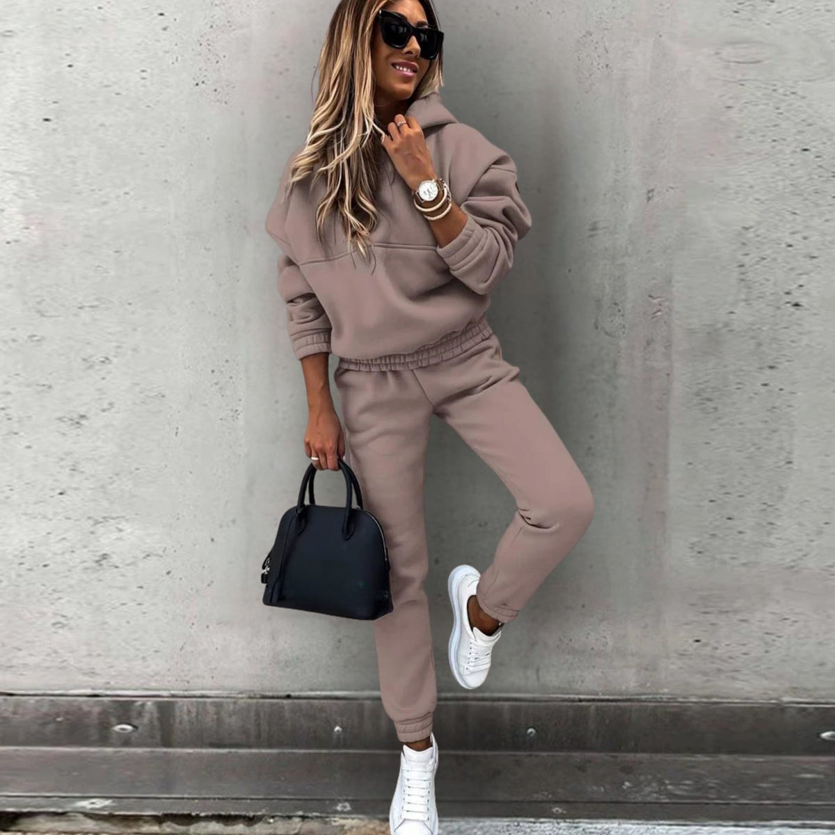 Women's Relaxed Fit Hoodie Jogger Matching Tracksuit Set